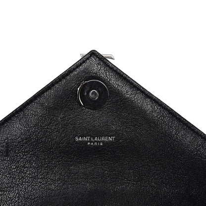Saint Laurent Sheepskin Matelasse Chevron Monogram Medium College Bag Black 6 of 8