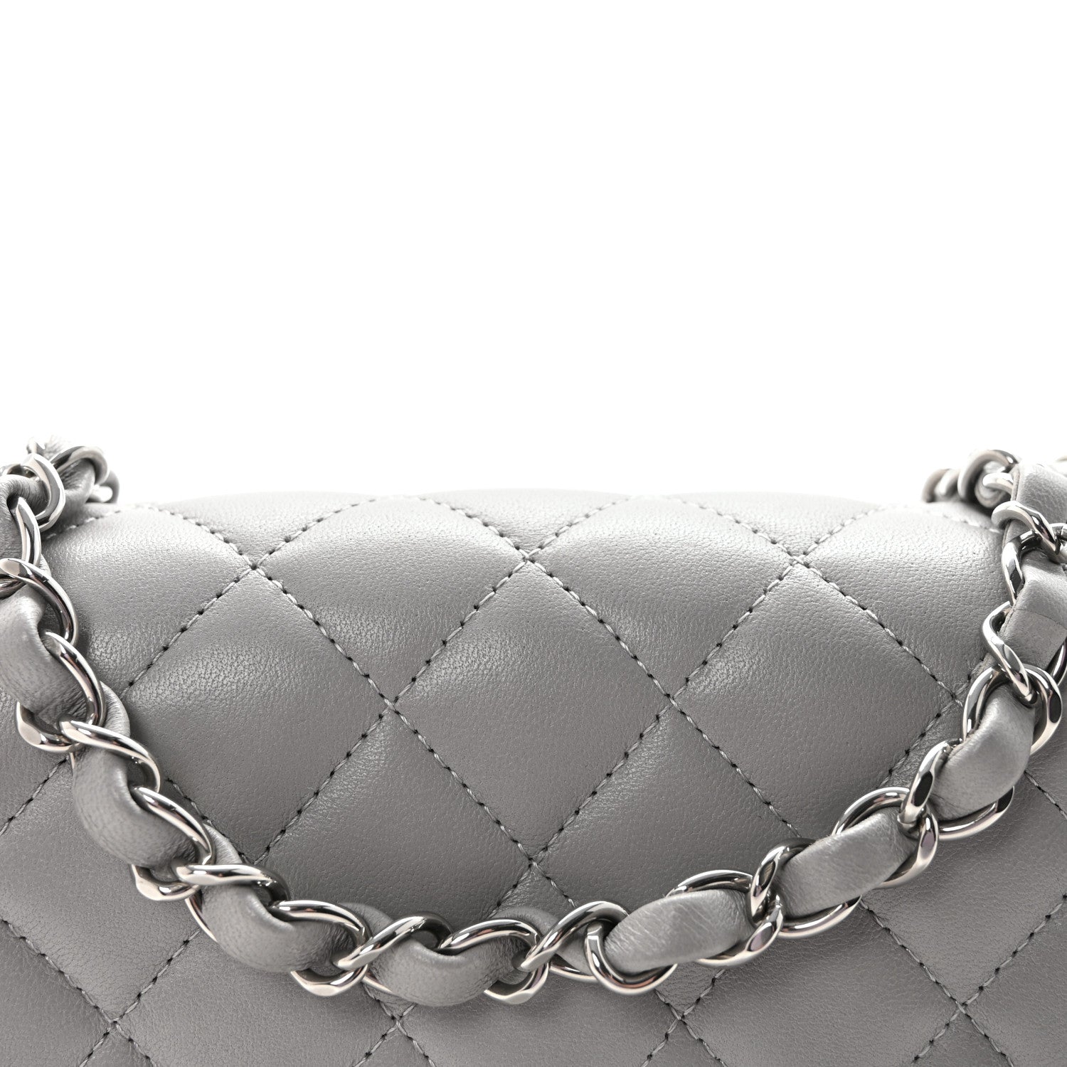 Chanel Lambskin Quilted Mini Rectangular Flap Grey 8 of 10