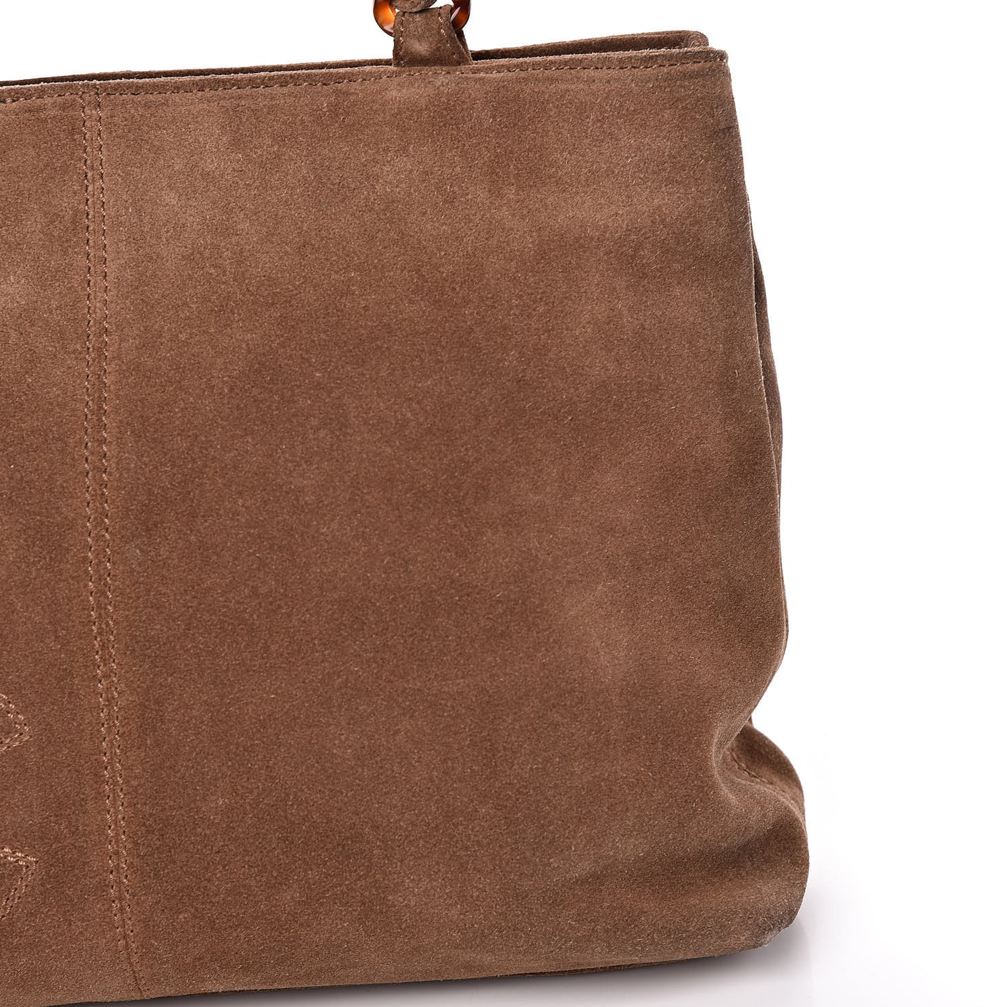 Suede Bekko Chain CC Shopping Tote Dark Brown