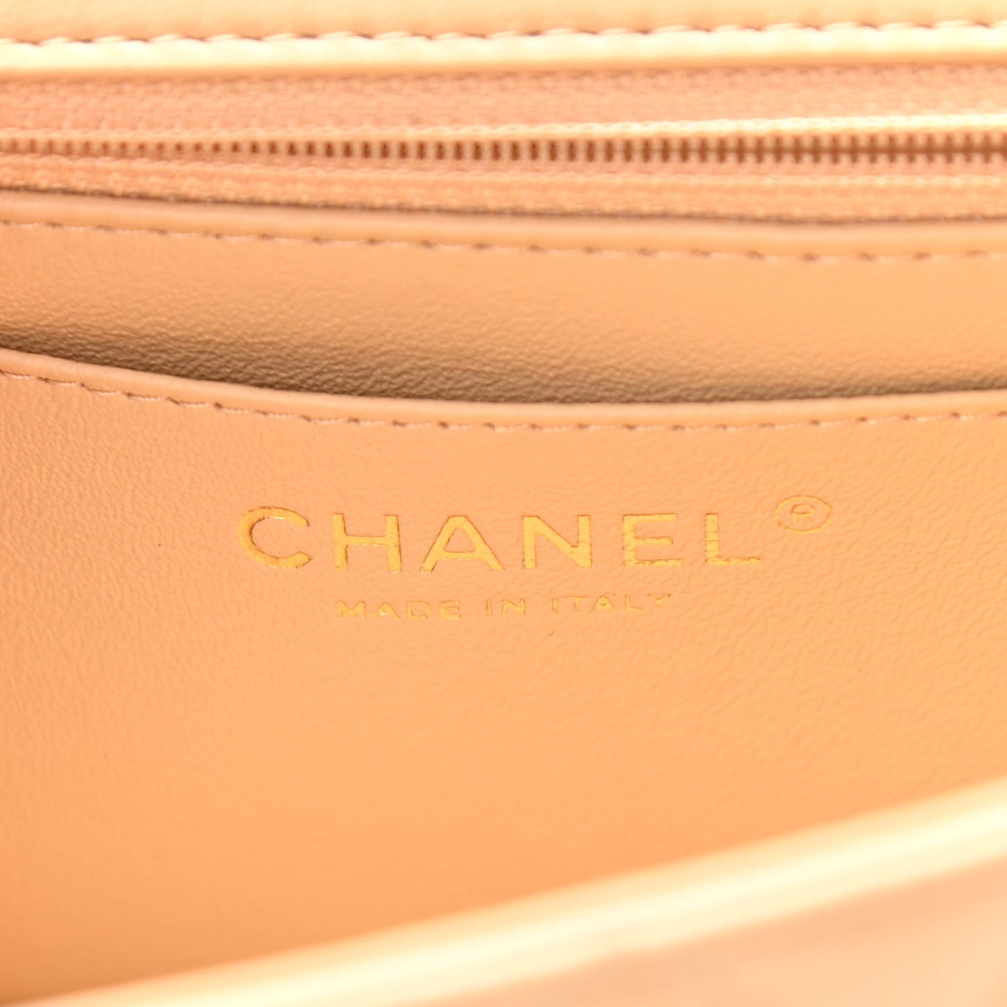Lambskin Quilted Mini Rectangular Flap Beige