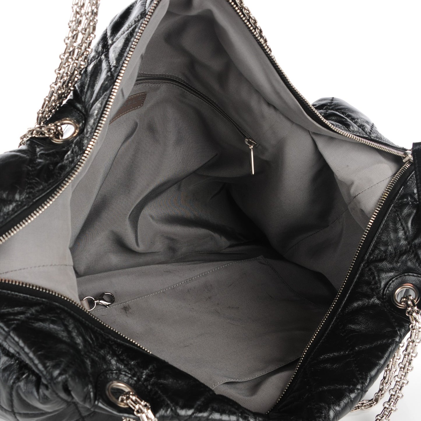 Glazed Calfskin Quilted Surpique Carryall Black