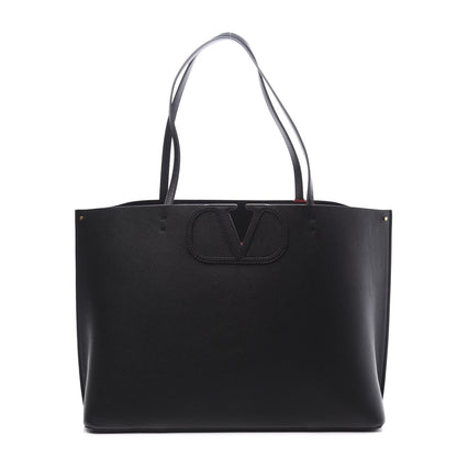 Valentino Garavani Calfskin Large Vlogo Tote Black 1 of 9