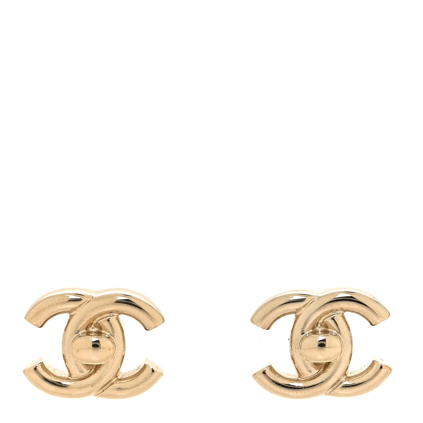 Metal CC Turnlock Earrings Gold