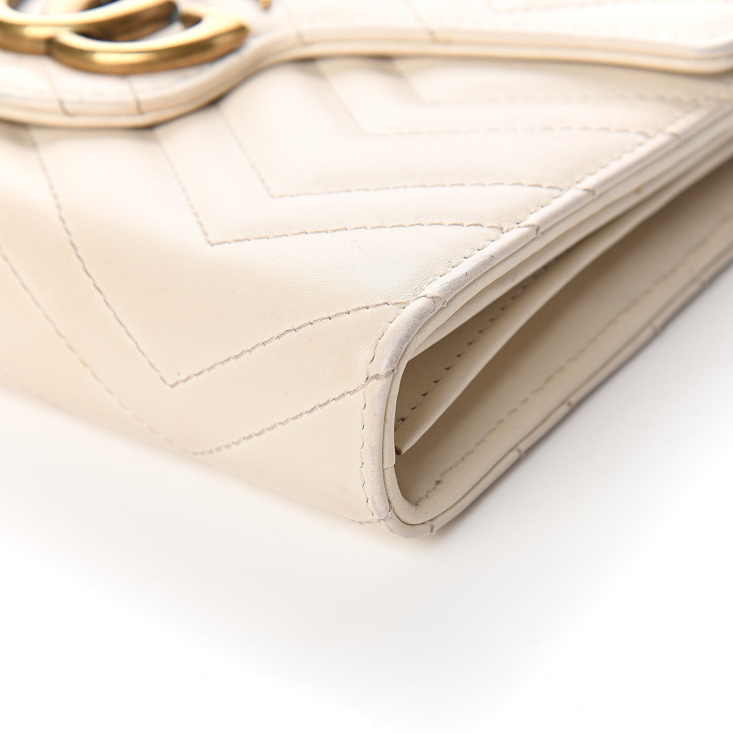 Gucci Calfskin Matelasse GG Marmont Chain Wallet Mystic White 10 of 12