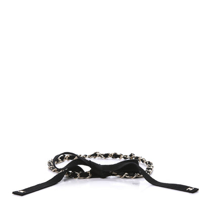 Chanel Grosgrain Chain CC Bow Belt S Black Gold 1 of 4