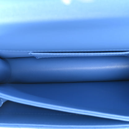 Chanel Lambskin Quilted Chain Logo Top Handle Flap Blue 6 of 12