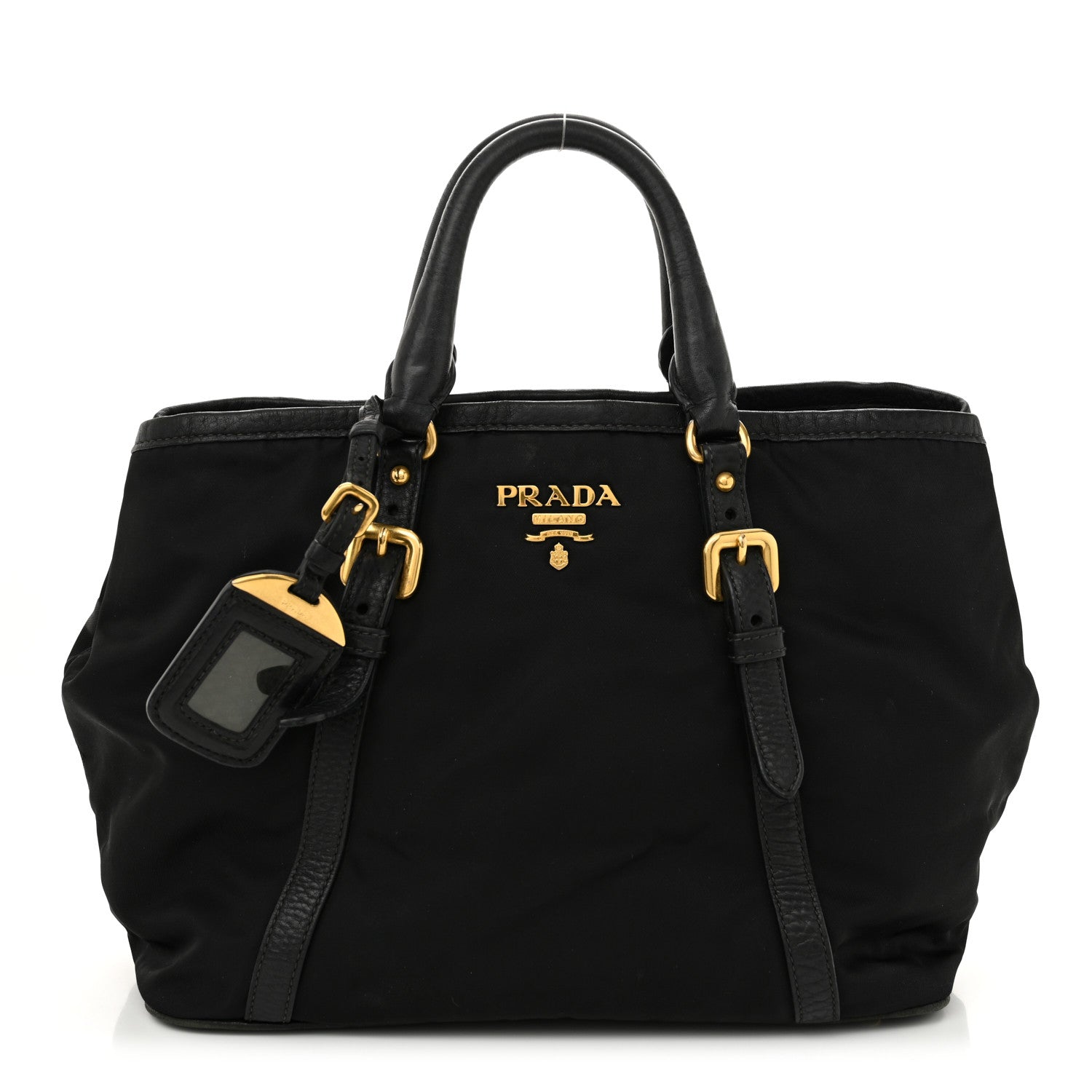 Prada Tessuto Nylon Vitello Daino Tote Black 1 of 10