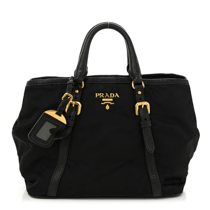 Prada Tessuto Nylon Vitello Daino Tote Black 1 of 10