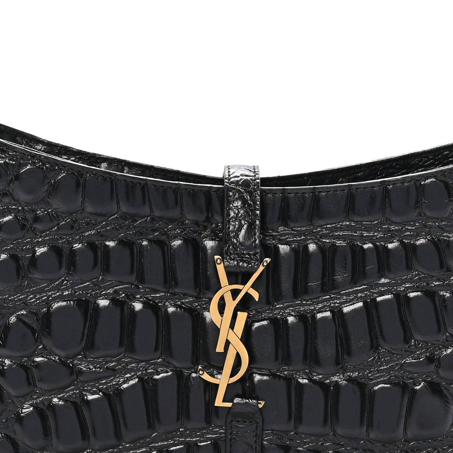 Calfskin Crocodile Embossed LE 5 A 7 Hobo Black