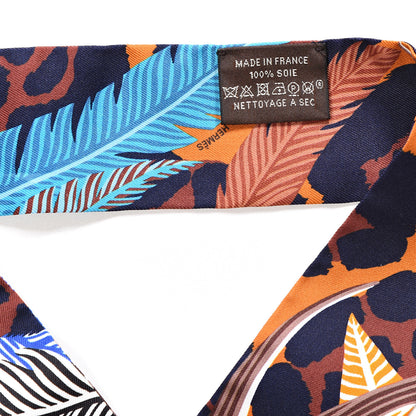 Hermes Silk Jaguar Quetzal Twilly Brun Bleu Orange 2 of 3