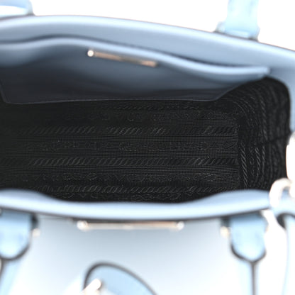 Prada Spazzolato Triangle Small Double Handle Crossbody Tote Celeste Black 5 of 9