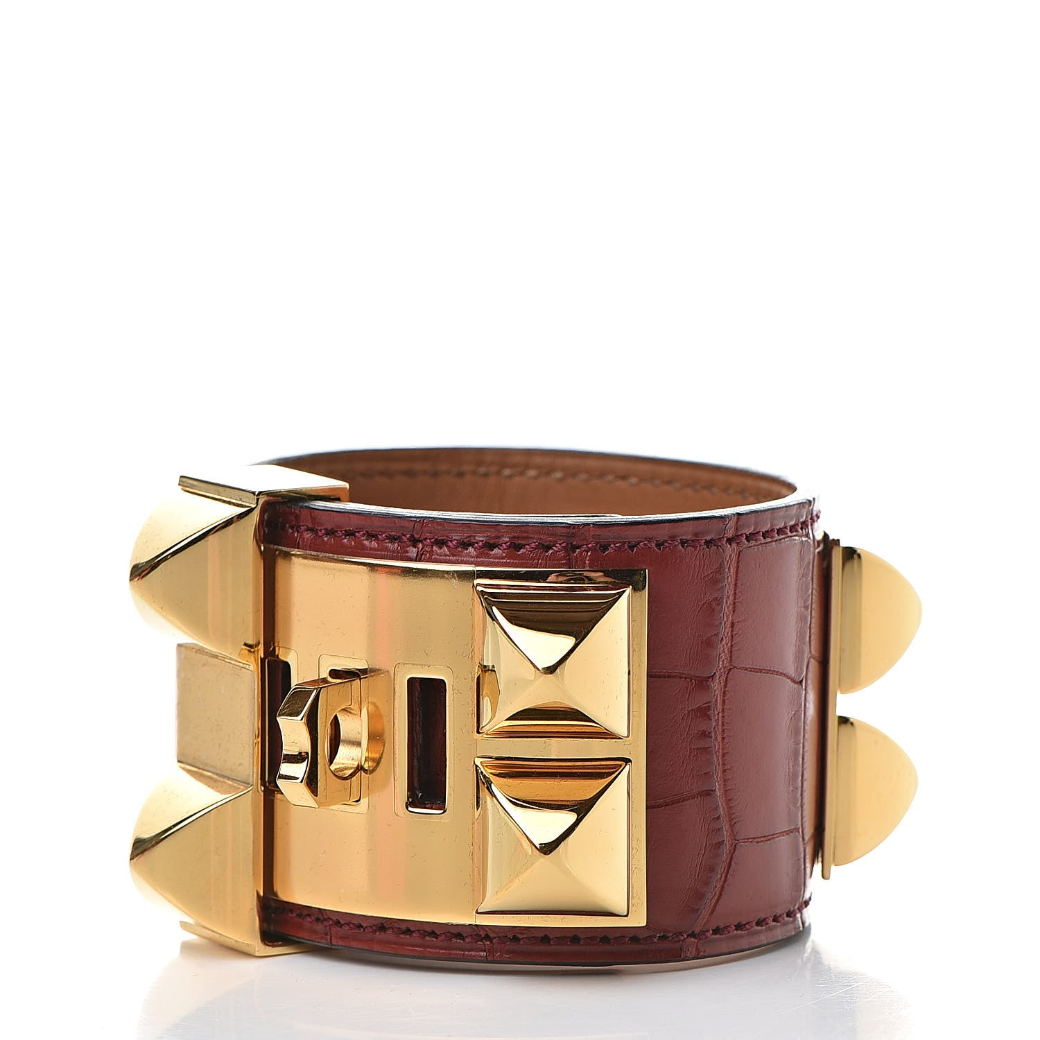 Hermes Matte Alligator Collier De Chien CDC Bracelet S Rouge H 3 of 7