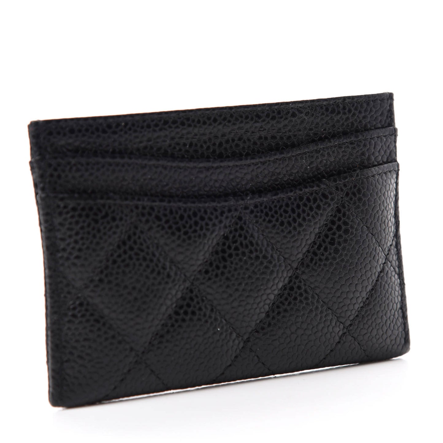 Caviar Quilted Card Holder Black