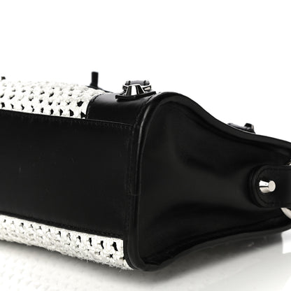 Balenciaga Calfskin Woven Nylon Mesh Classic Silver Hardware Mini City Black White 6 of 17