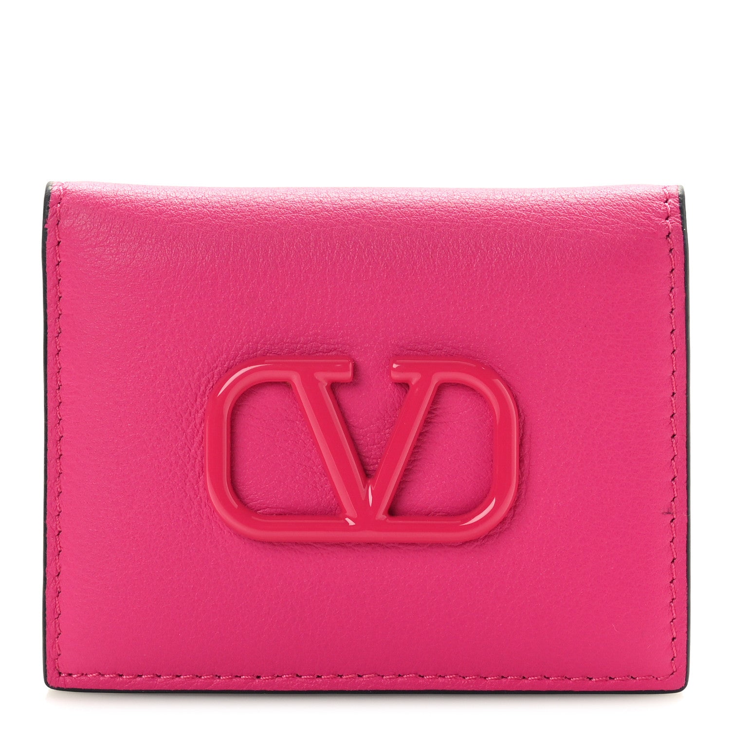 Valentino Garavani Grainy Calfskin Compact Vlogo Wallet Pink 1 of 7