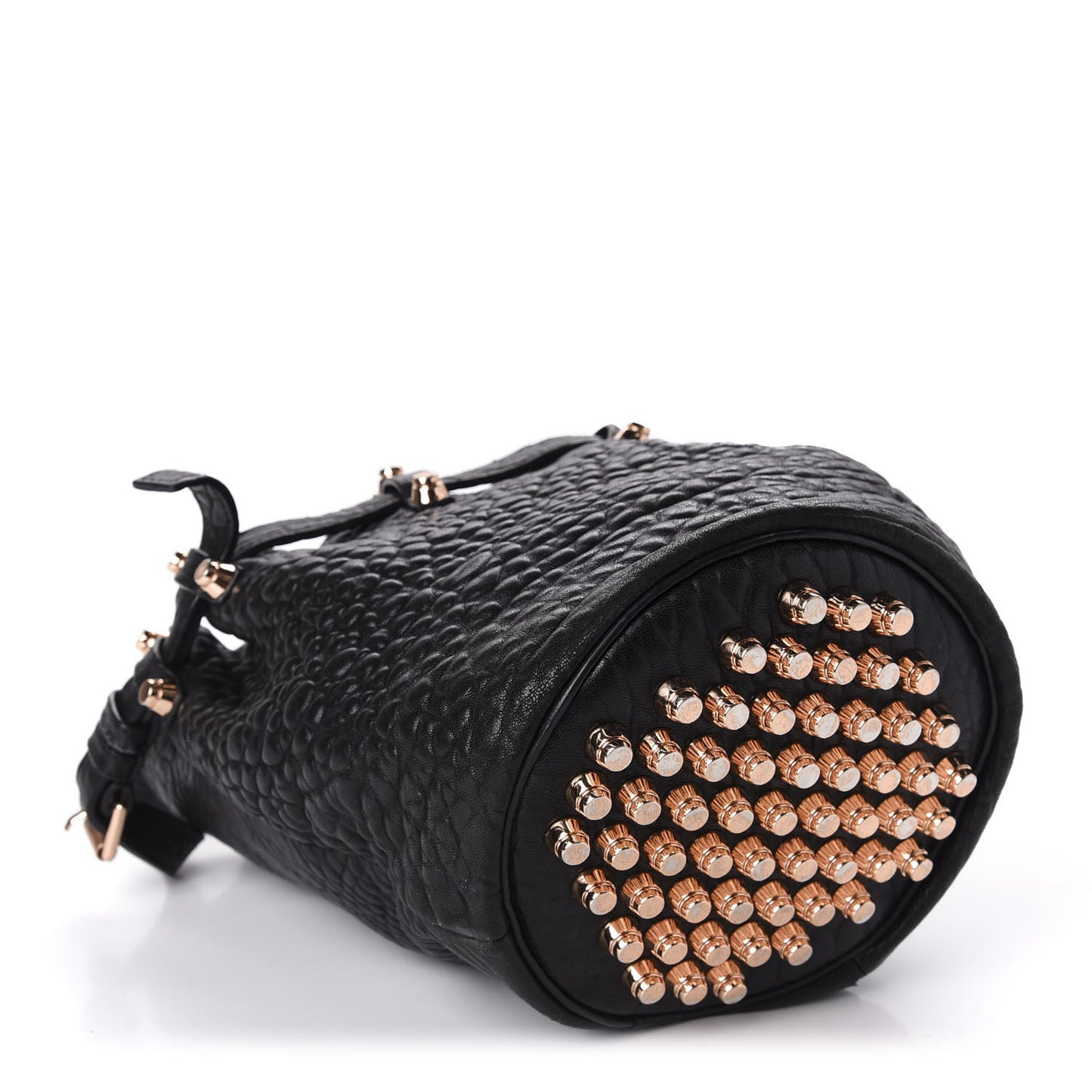 Pebbled Lambskin Diego Bucket Black Rose Gold Hardware