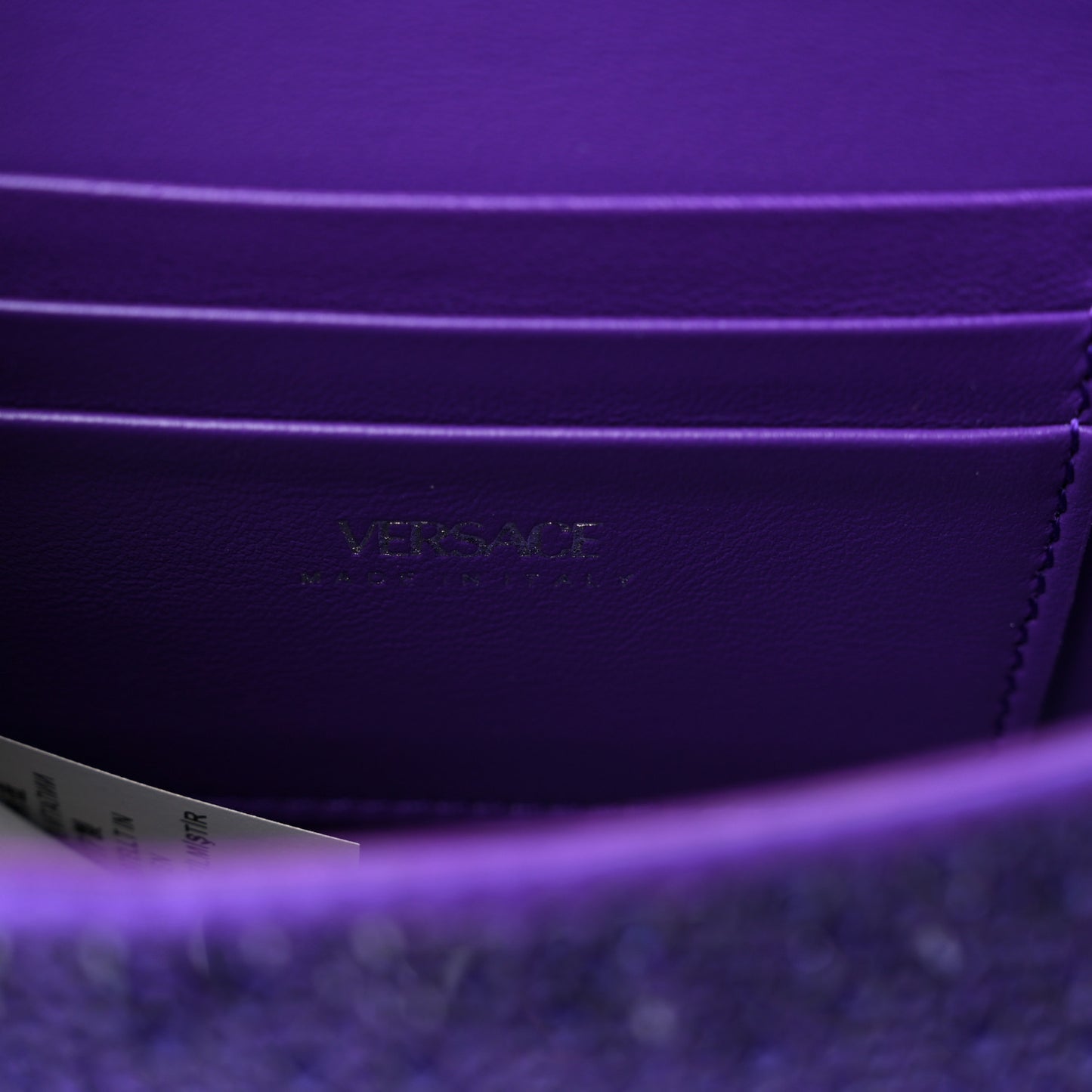 Satin Crystal Studded Mini La Medusa Bag Purple