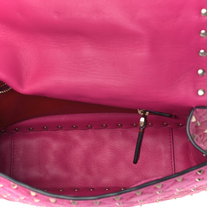 Valentino Garavani Suede Medium Rockstud Spike Shoulder Bag Bright Fuxia 5 of 8