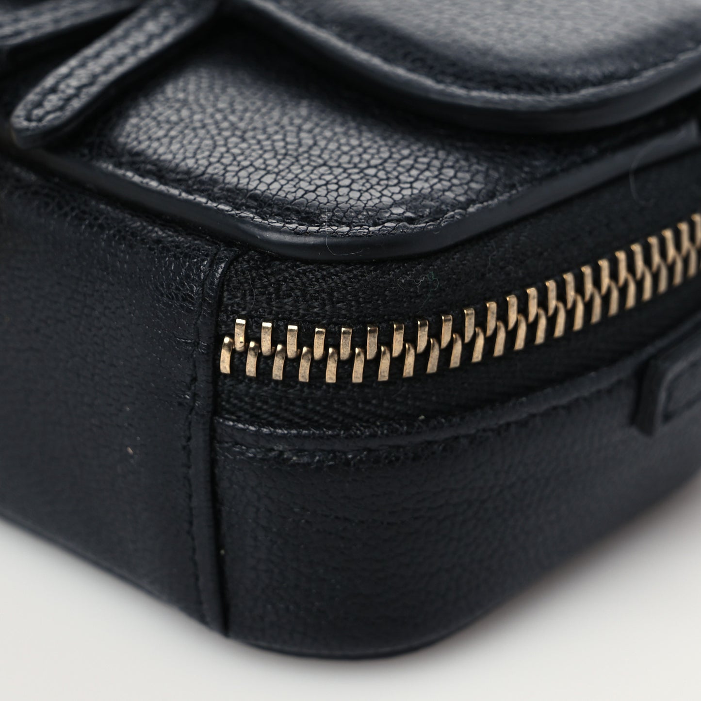 Goatskin Mini Saddle Pouch Black