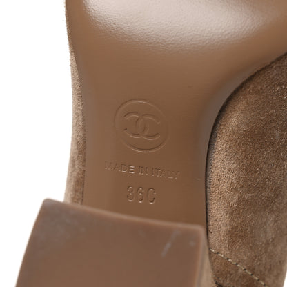 Chanel Suede Calfskin Fabric Short Boots 36 Brown 8 of 11
