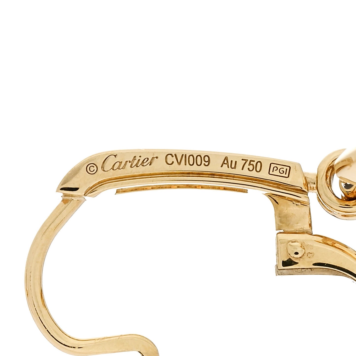 18K Yellow Gold Diamond Guiloche Amulette de Cartier Drop Earrings