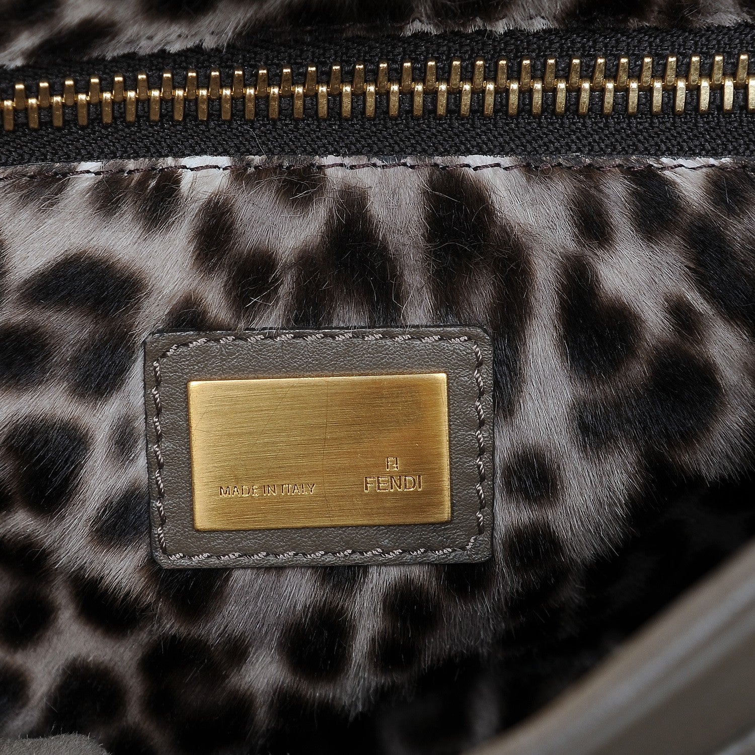 Fendi Goatskin Calf Hair Leopard Print Medium Peekaboo Iconic Satchel Taupe 6 of 11