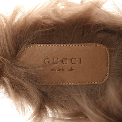 Gucci Malaga Kid Fur Womens Princetown Slippers 37.5 Blue Agata 7 of 9
