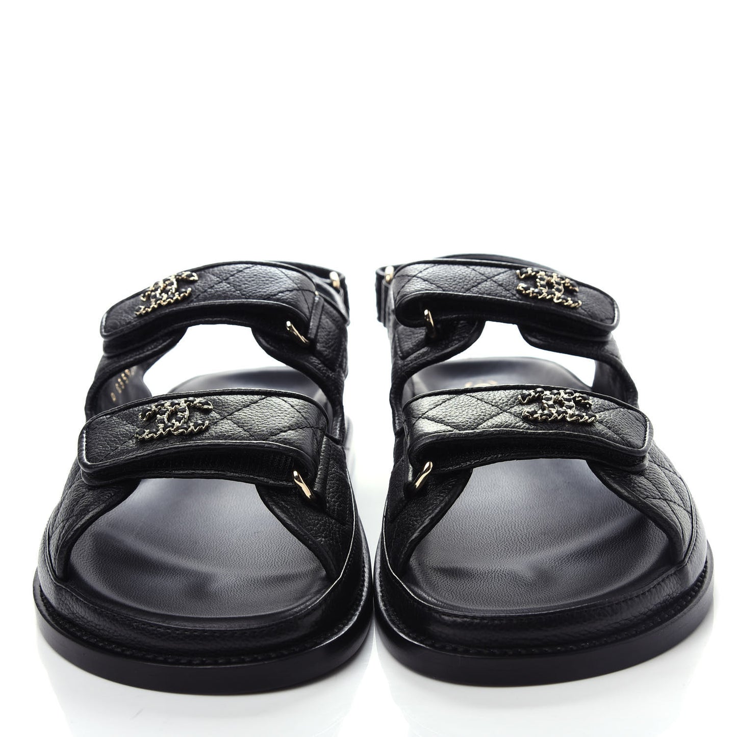 Grained Calfskin Velcro Dad Sandals 36.5 Black