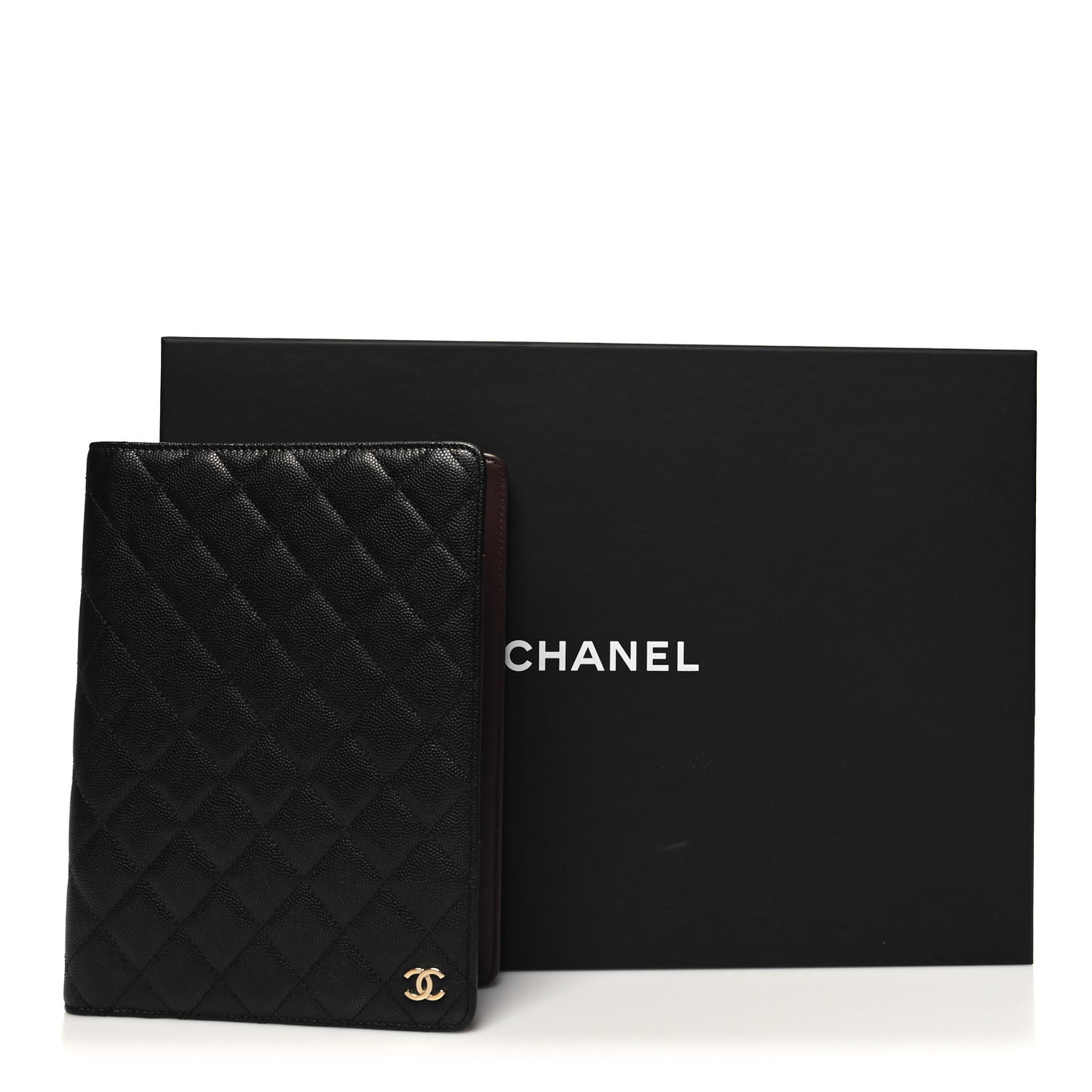Caviar Quilted Large Agenda Cover Black