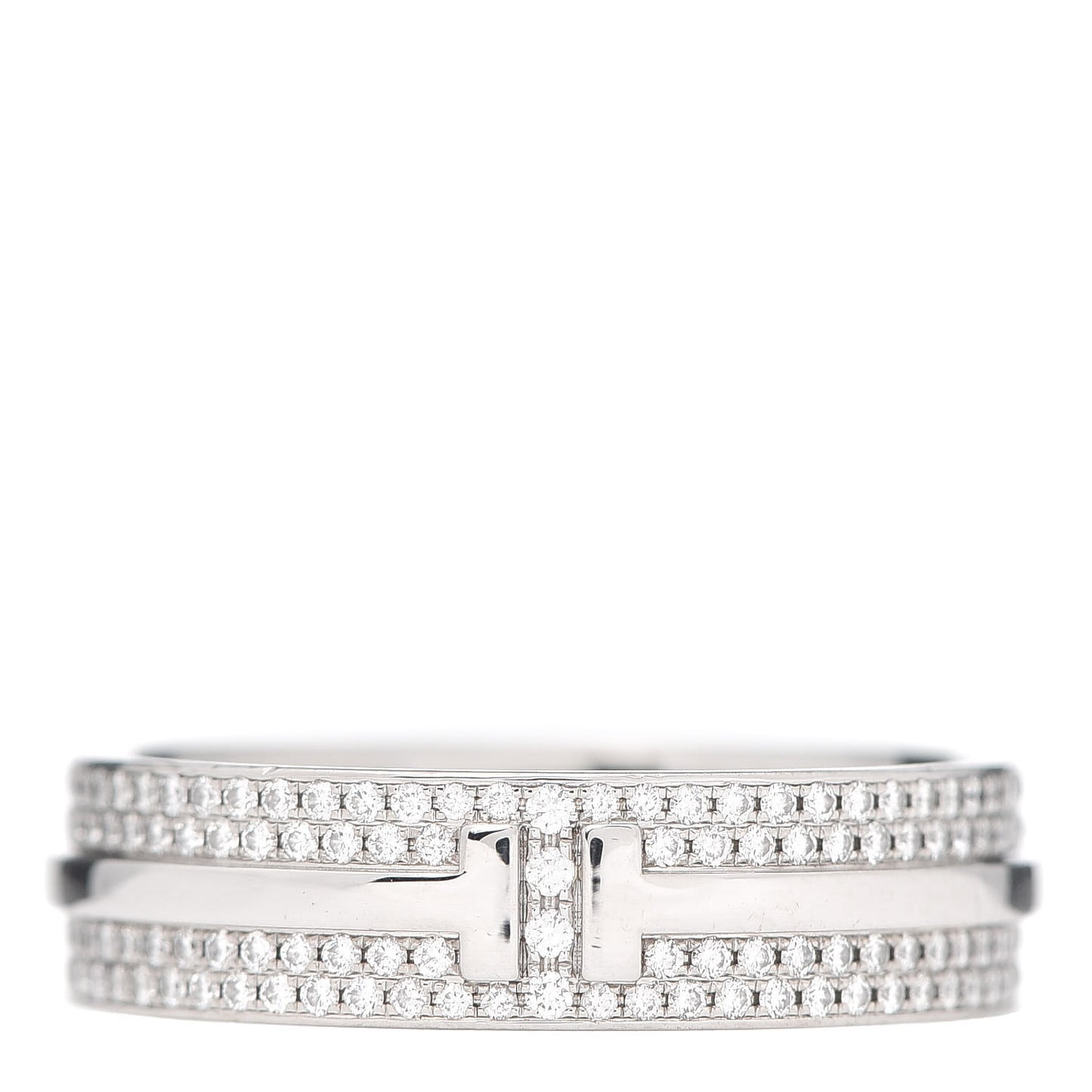 18K White Gold Diamond T Two Wide Ring 61 9.5