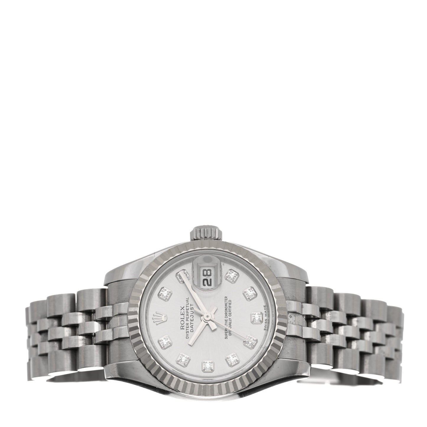 Stainless Steel 18K White Gold Diamond 26mm Oyster Perpetual Datejust Watch Silver 179174