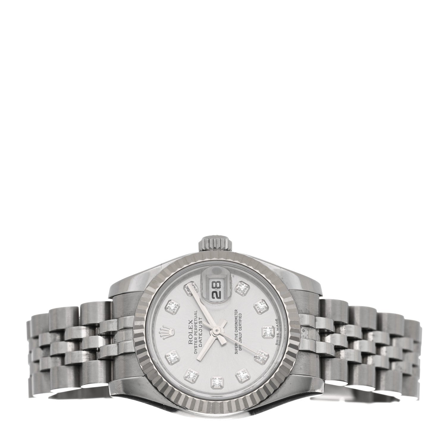 Rolex Stainless Steel 18K White Gold Diamond 26mm Oyster Perpetual Datejust Watch Silver 179174 2 of 5