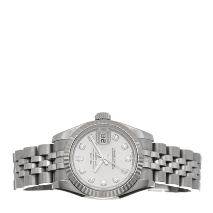 Rolex Stainless Steel 18K White Gold Diamond 26mm Oyster Perpetual Datejust Watch Silver 179174 2 of 5