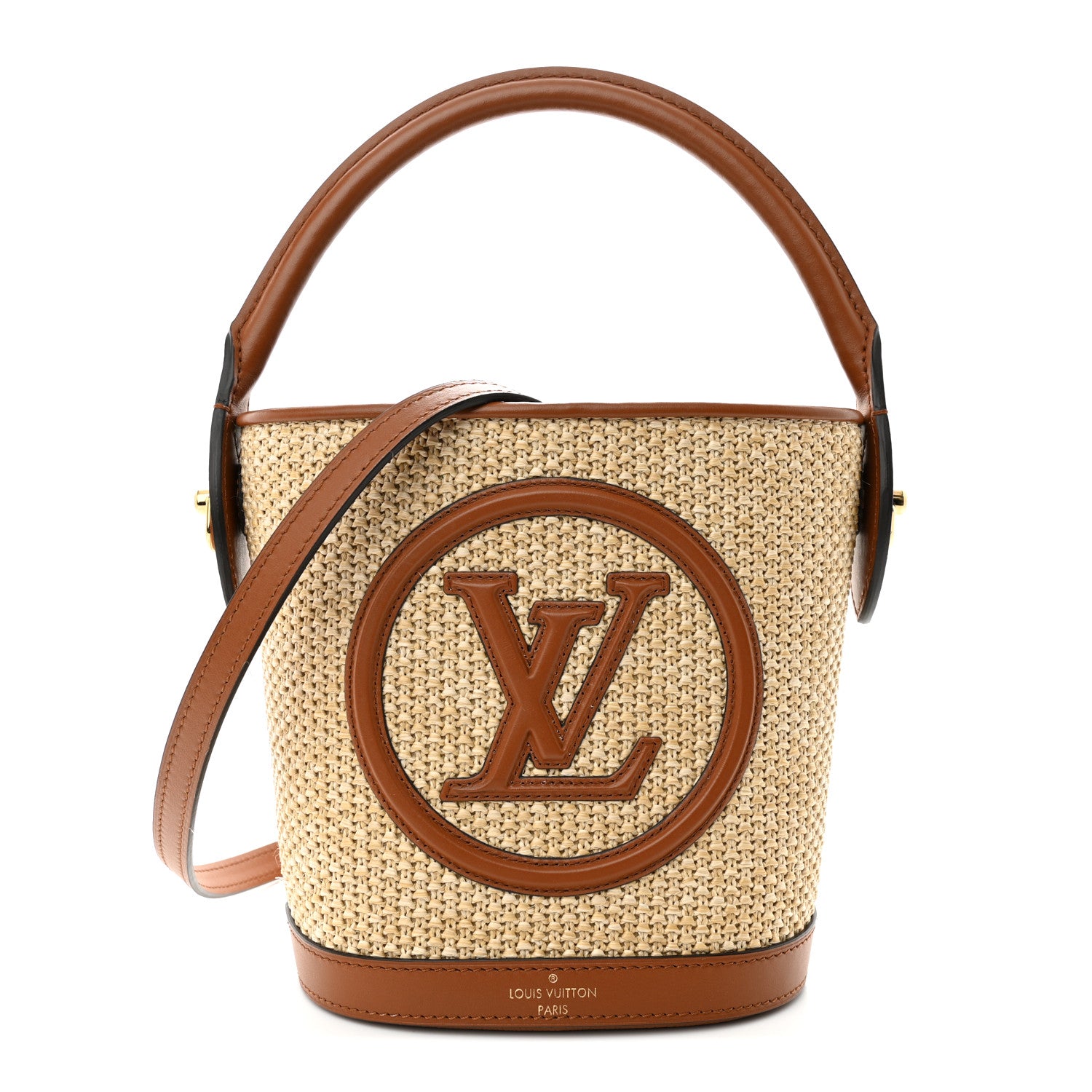 Louis Vuitton Kitted Raffia Petit Bucket Caramel 1 of 9