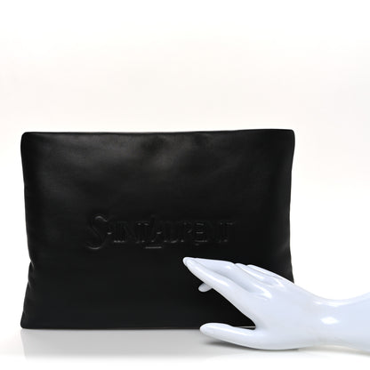 Saint Laurent Lambskin Large Puffy Pouch Black 2 of 7