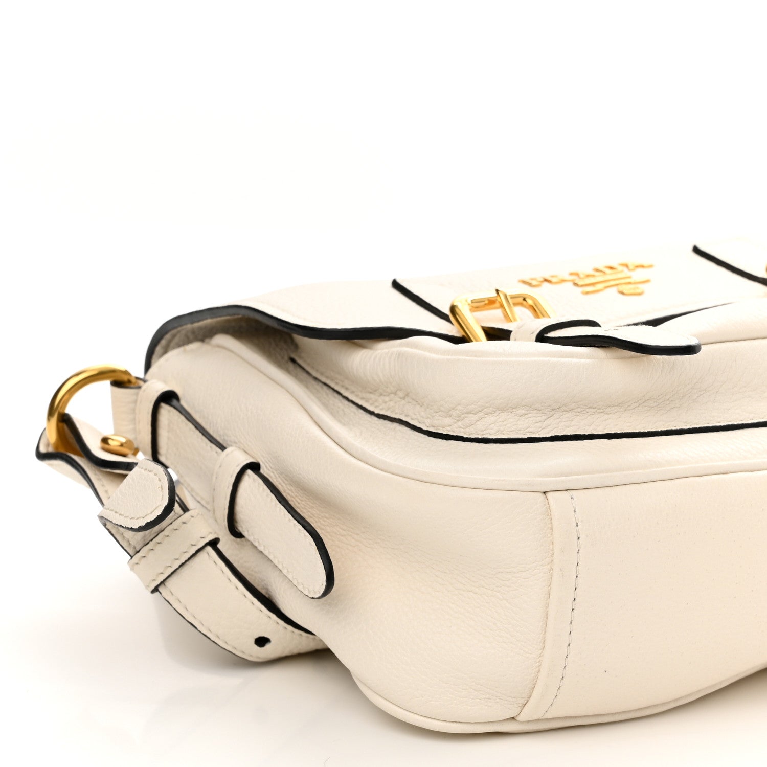 Prada Vitello Phenix Double Buckle Messenger Bag White 9 of 10