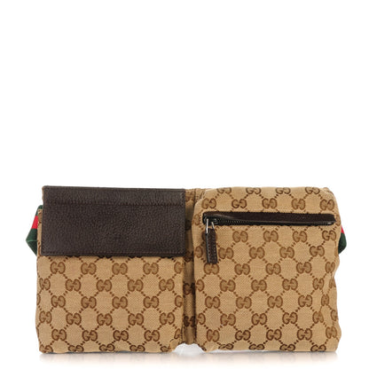 Gucci GG Monogram Double Pocket Belt Bag Dark Brown 1 of 7