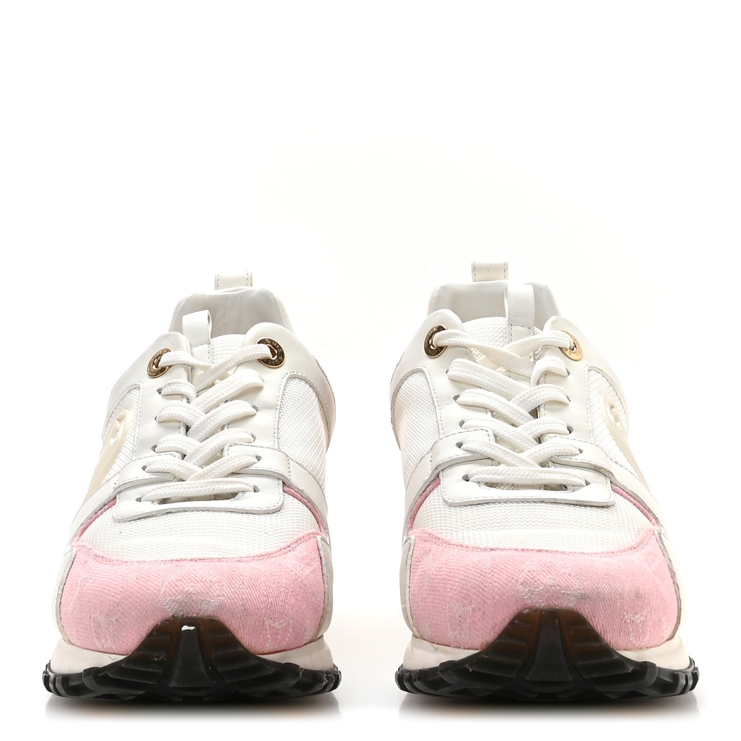 Calfskin Monogram Denim Run Away Sneakers 37.5 Pink