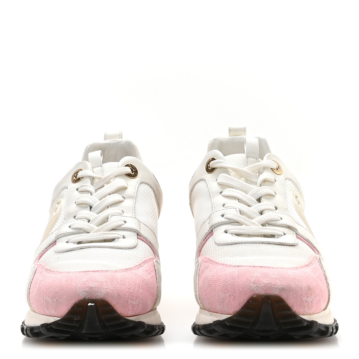 Louis Vuitton Calfskin Monogram Denim Run Away Sneakers 37.5 Pink 3 of 8