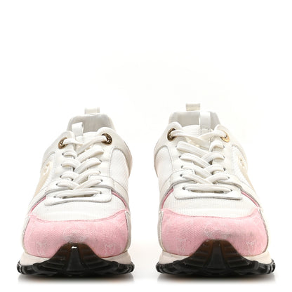 Louis Vuitton Calfskin Monogram Denim Run Away Sneakers 37.5 Pink 3 of 8