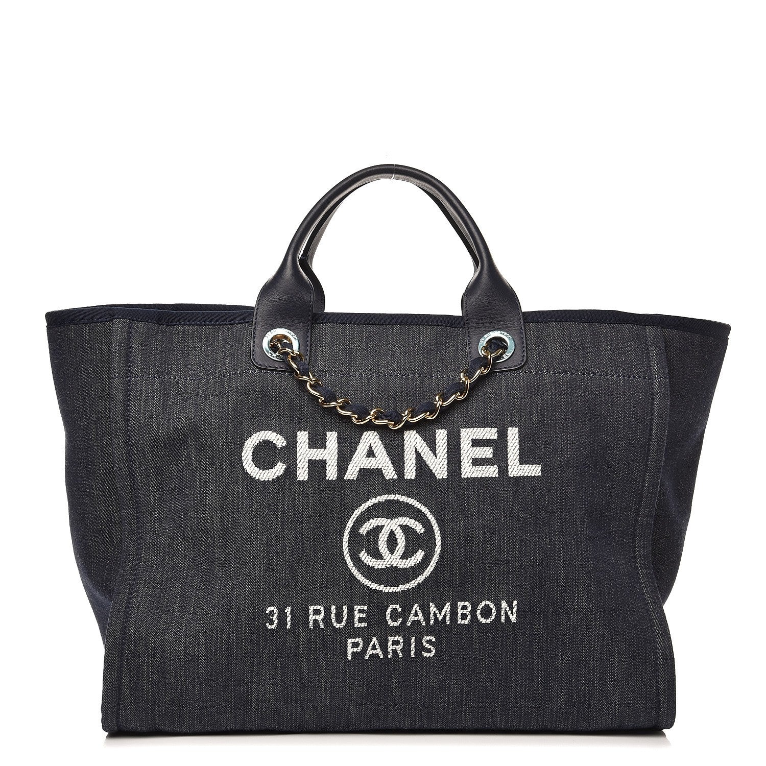 Chanel Canvas Large Deauville Tote Dark Blue 1 of 10
