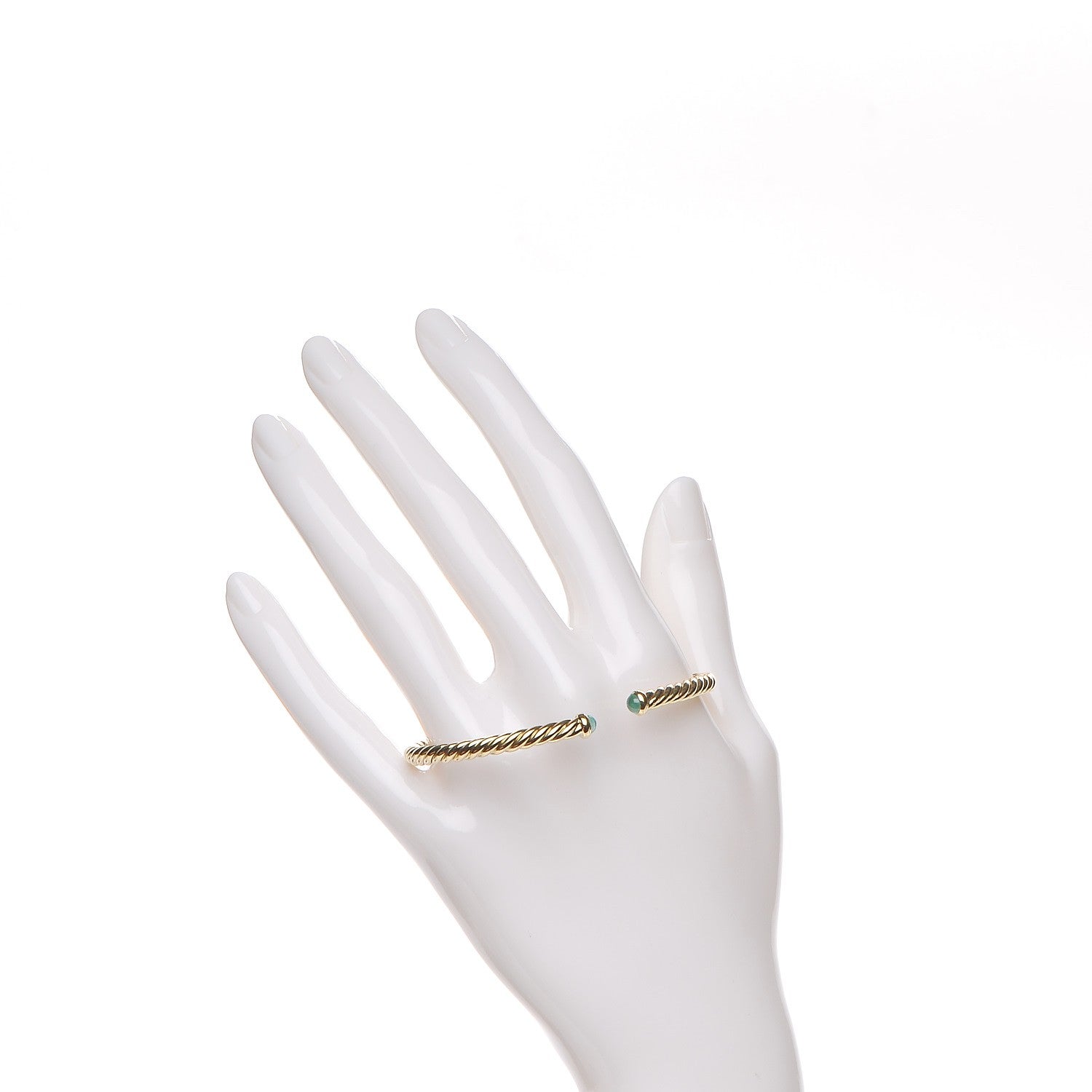 David Yurman 18K Yellow Gold Emerald 4mm Cablespira Bracelet 2 of 5
