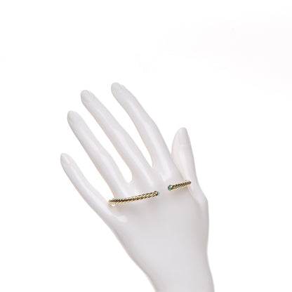 David Yurman 18K Yellow Gold Emerald 4mm Cablespira Bracelet 2 of 5