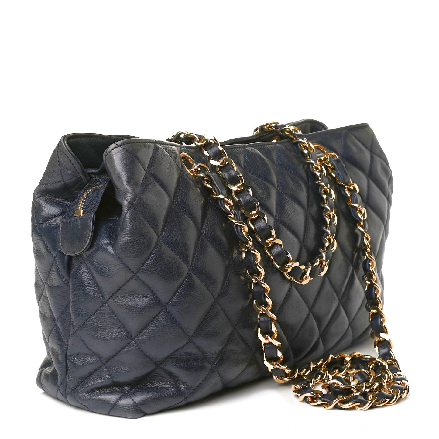 Lambskin Quilted Tote Navy