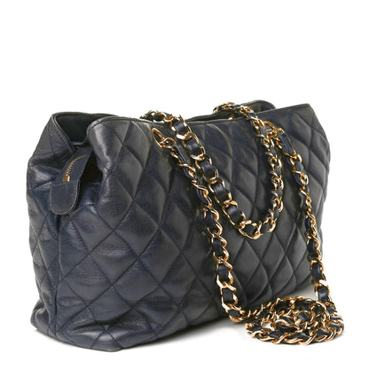 Chanel Lambskin Quilted Tote Navy 2 of 13