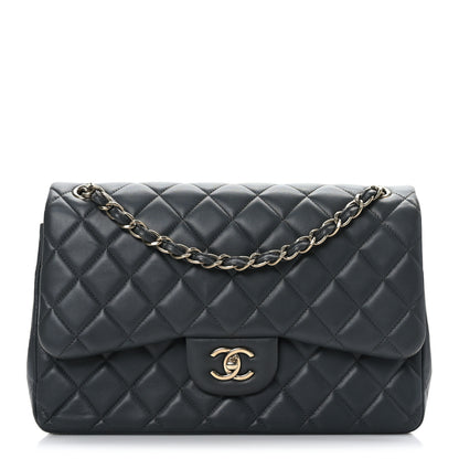Chanel Lambskin Quilted Jumbo Double Flap Charcoal Grey 1 of 11