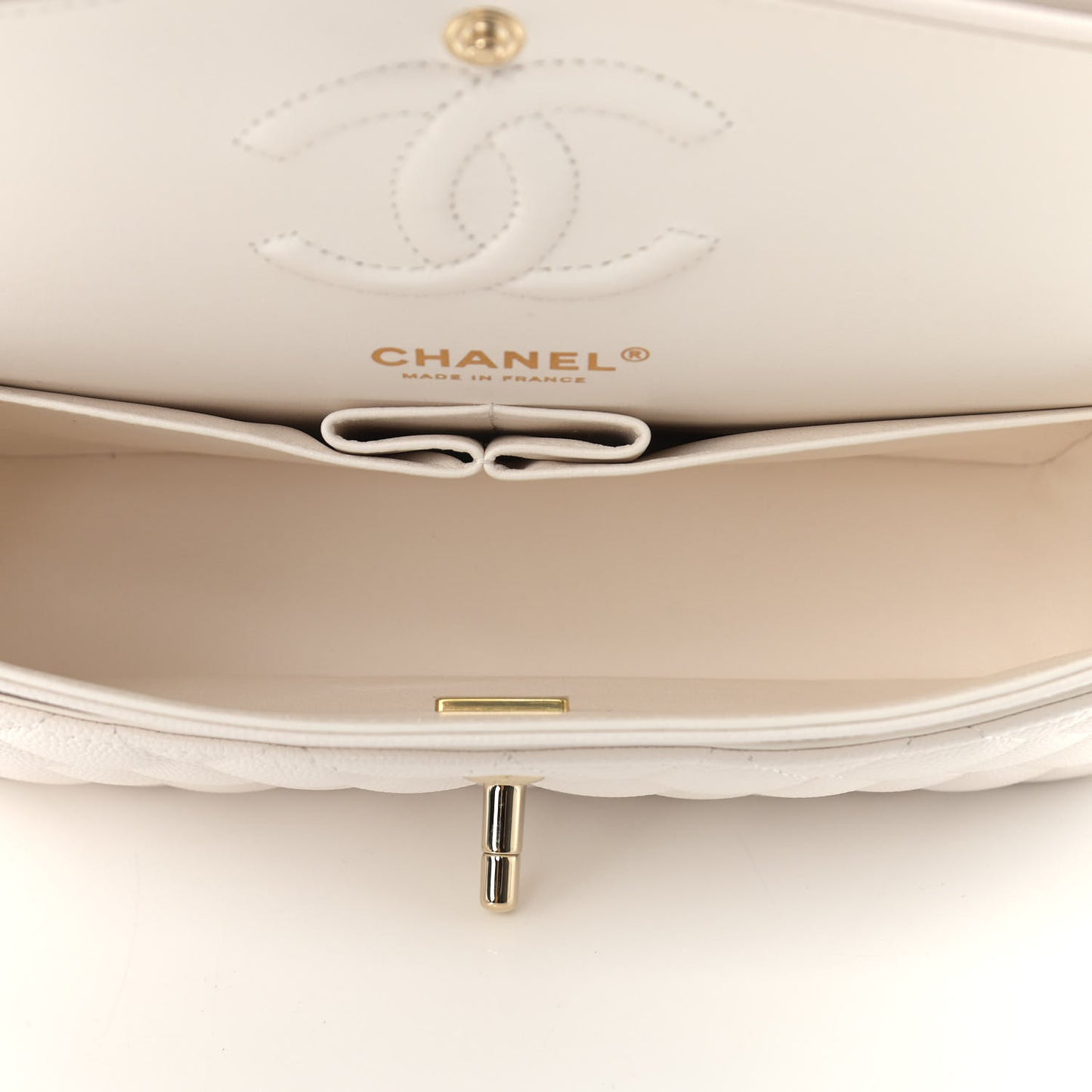 Caviar Quilted Small Double Flap White