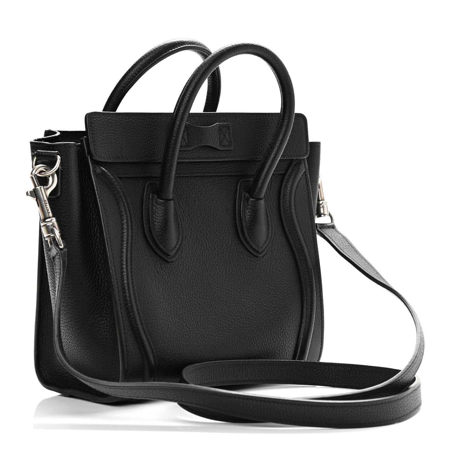 Drummed Calfskin Nano Luggage Black