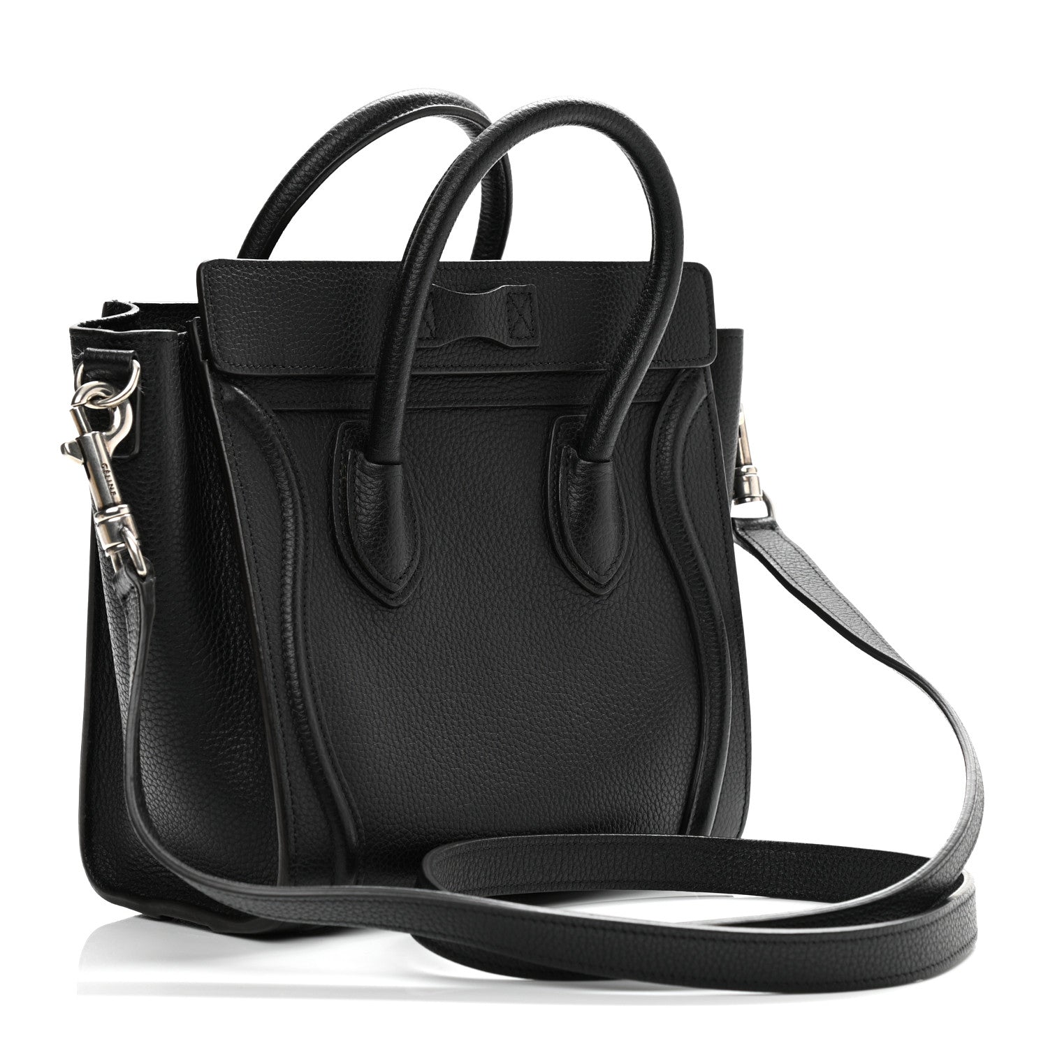 Celine Drummed Calfskin Nano Luggage Black 3 of 9