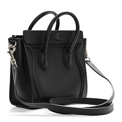 Celine Drummed Calfskin Nano Luggage Black 3 of 9